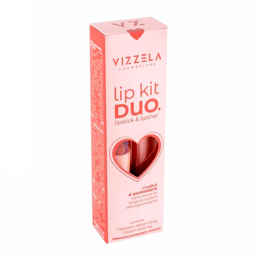 Batom E Lapiseira Labial Vizzela Lip Kit Duo 03 Sonhadora