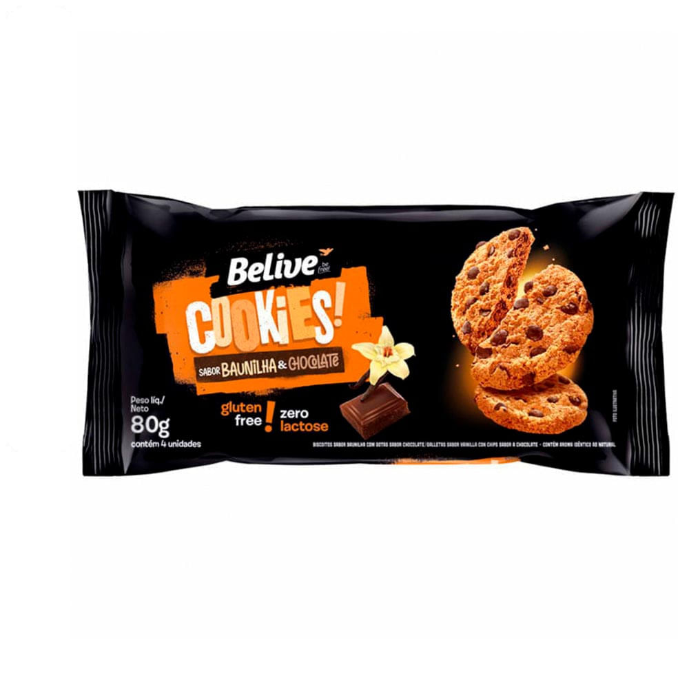 Cookie Sem Glúten Baunilha e Chocolate Belive 80g
