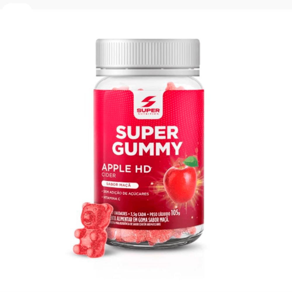 Super Gummy Apple HD Maçã Super Nutrition 30 gomas 105g