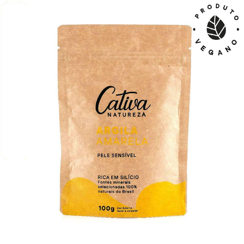 Máscara Facial Natural de Argila Amarela 100g Cativa Natureza