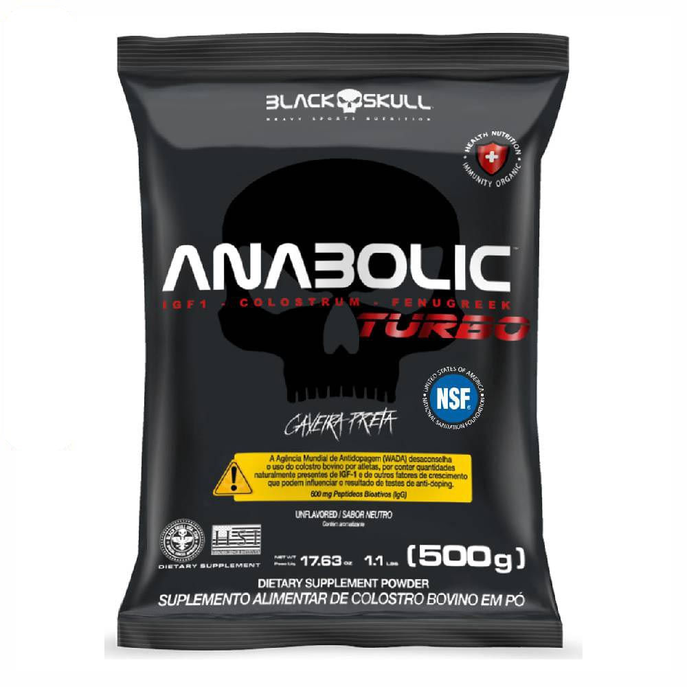 SUPLEMENTO ANABOLIC TURBO COLOSTRO BOVINO CAVEIRA PRETA BLACK SKULL REFIL 500G