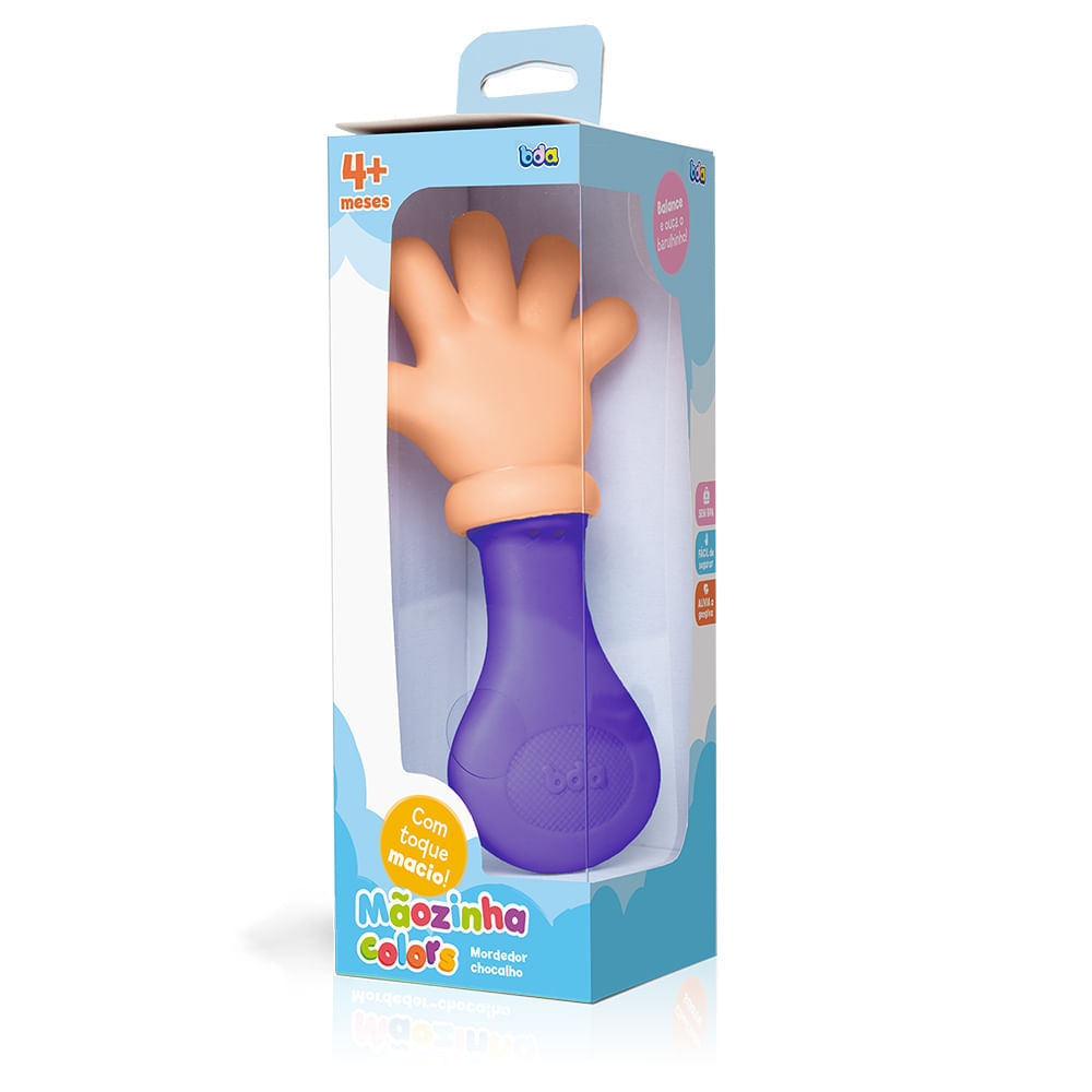 Mordedor de Bebê com Chocalho Toyster Mãozinha Colors BDA Roxo