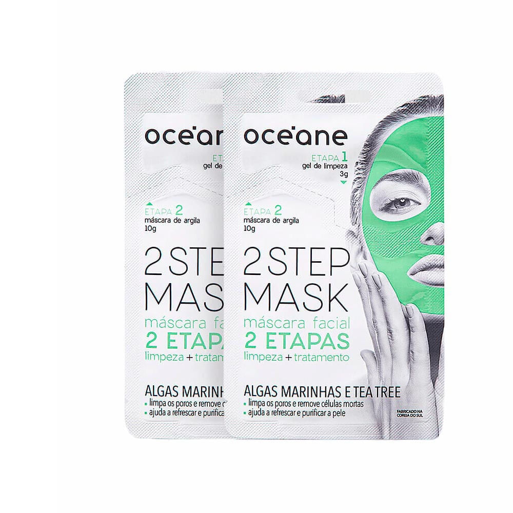 Kit 2 Máscaras Facial Océane 2 Etapas De Algas Marinhas E Tea Tree