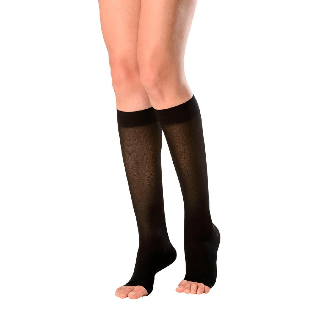 Meia ¾ Panturrilha Attiva Média Compressão 18-21 Fem Aberta Preto Tam Gg