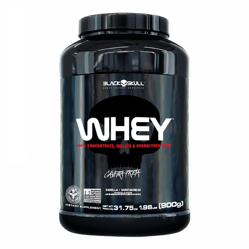SUPLEMENTO ALIMENTAR WHEY PROTEIN BLACK SKULL (WPI, WPC, WPH) BAUNILHA 900G