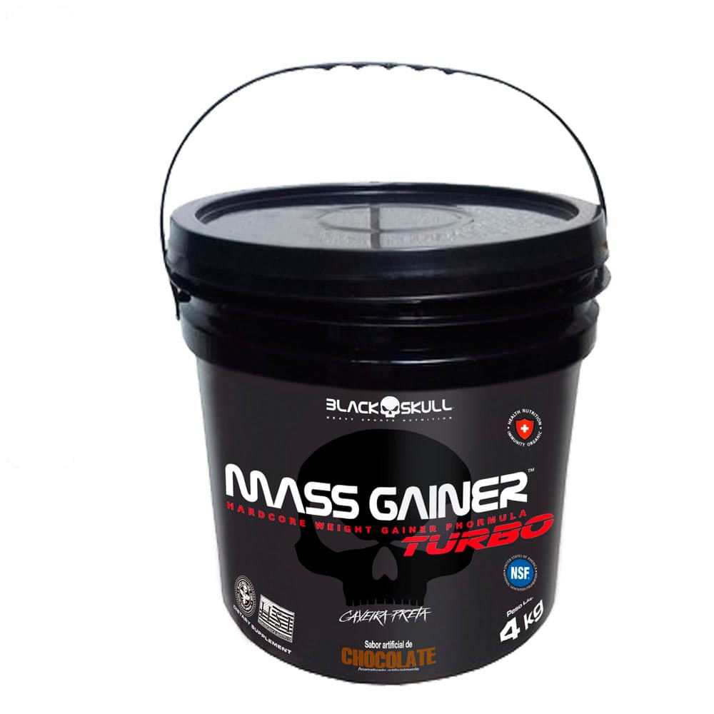 Suplemento Alimentar Mass Gainer Turbo Black Skull Balde Colecionável 4kg Sabor Chocolate