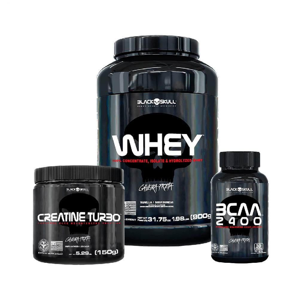 SUPLEMENTO ALIMENTAR KIT WHEY (BAUNILHA) + BCAA + CREATINA