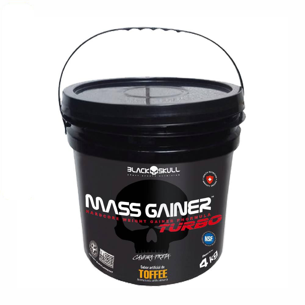 Suplemento Alimentar Hipercalírico Mass Gainer Toffee Turbo Black Skull Balde Colecionável 4kg