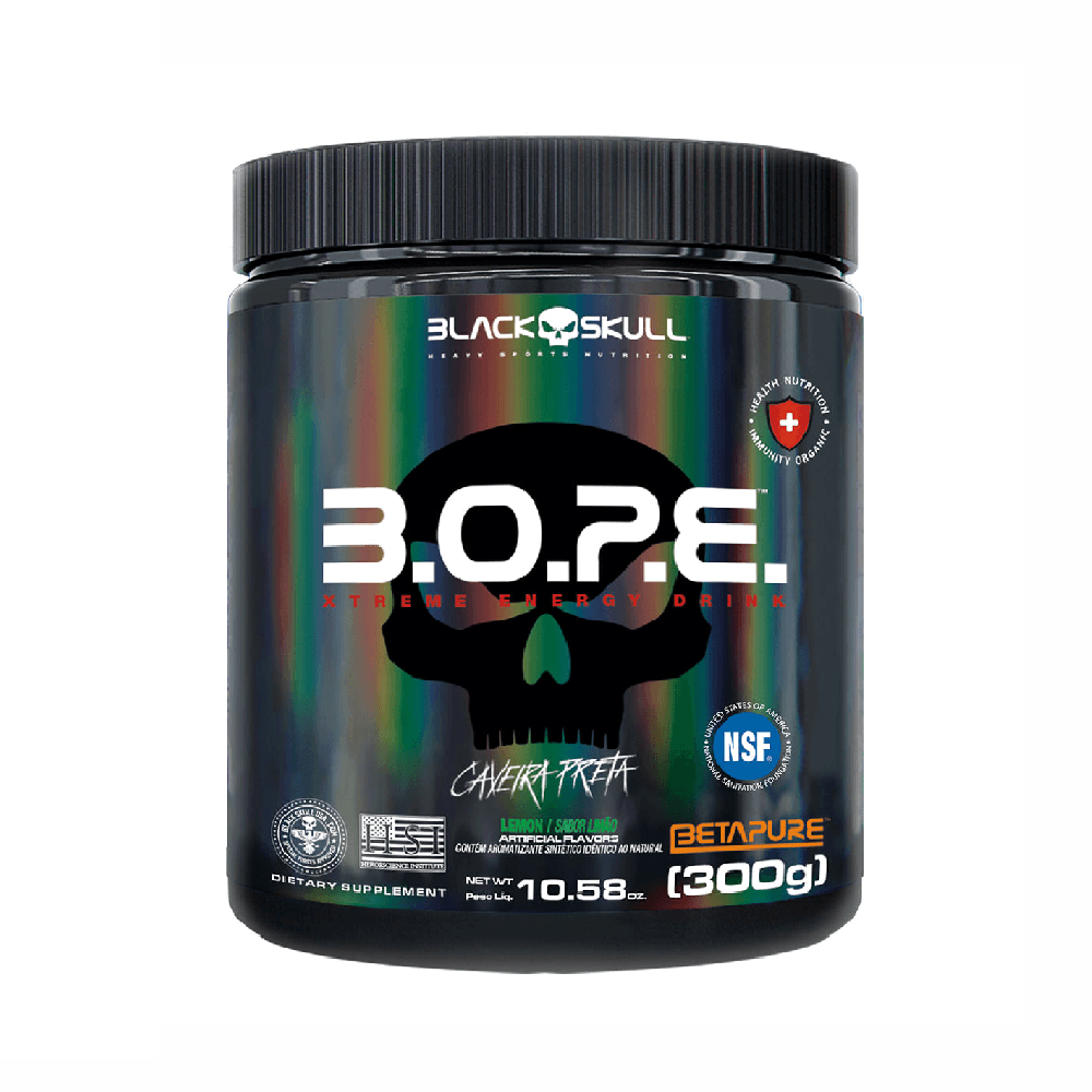 SUPLEMENTO ALIMENTAR PRÉ TREINO B.O.P.E BLACK SKULL LIMÃO 300G