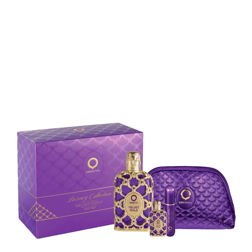 Kit Orientica Velvet Gold Eau de Parfum 80ml + Miniatura 7,5ml + Atomizer + Necessaire