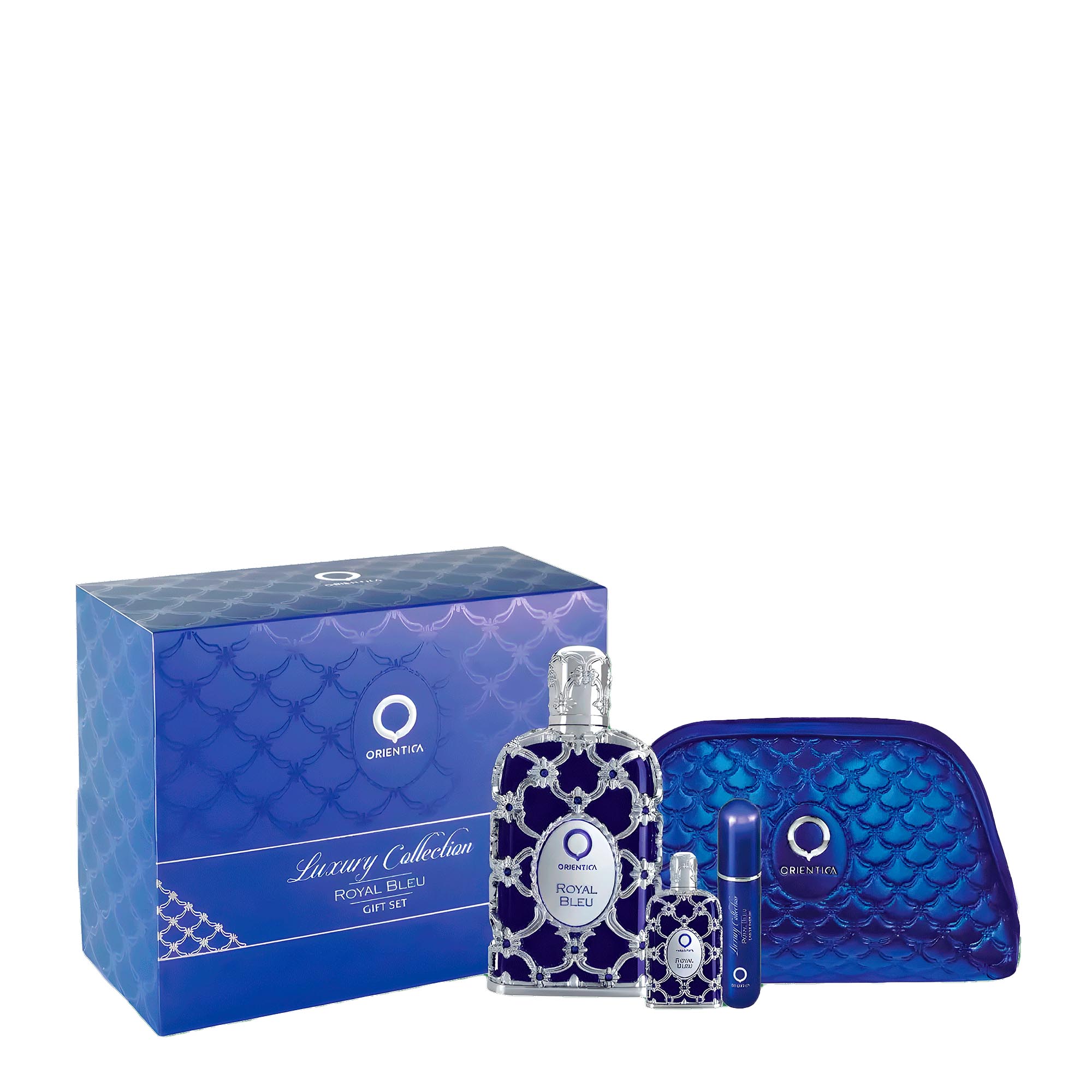 Kit Árabe Orientica Royal Bleu Eau De Parfum + Miniatura + Atomizer + Necessaire