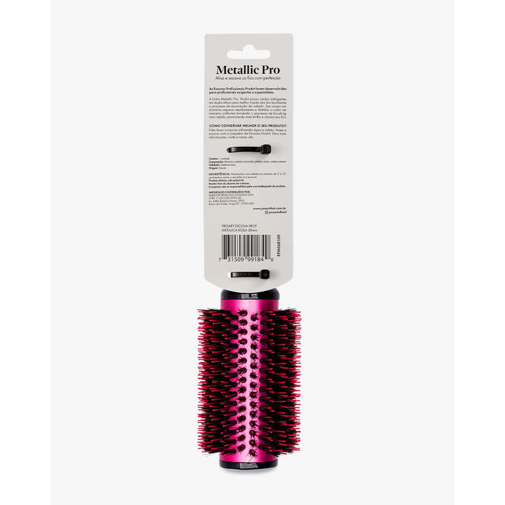 Escova Profissional Metálica ProArt 38mm Rosa