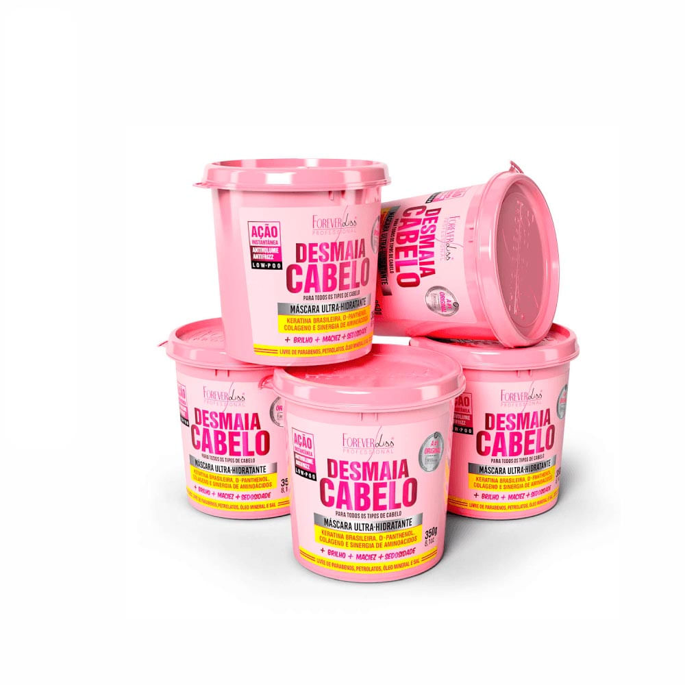 Kit Máscara Desmaia Cabelo Forever Liss 5 Unidades 350g