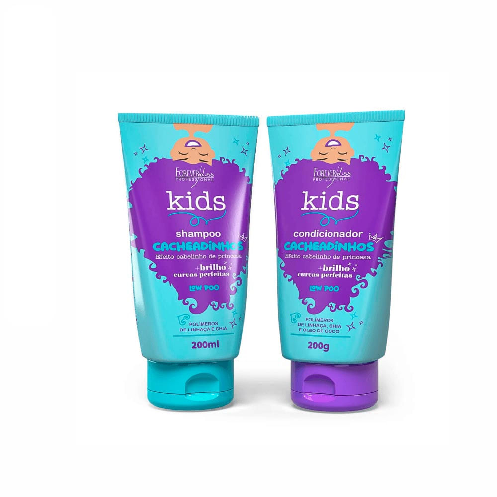 Kit Forever Kids Shampoo 200Ml + Condicionador 200g Infantis Cachinhos 2 Unidades