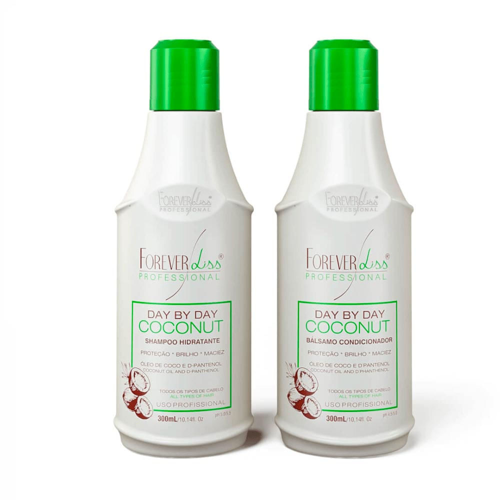 Kit Forever Liss Day By Day Coconut Shampoo 300Ml + Bálsamo 300Ml