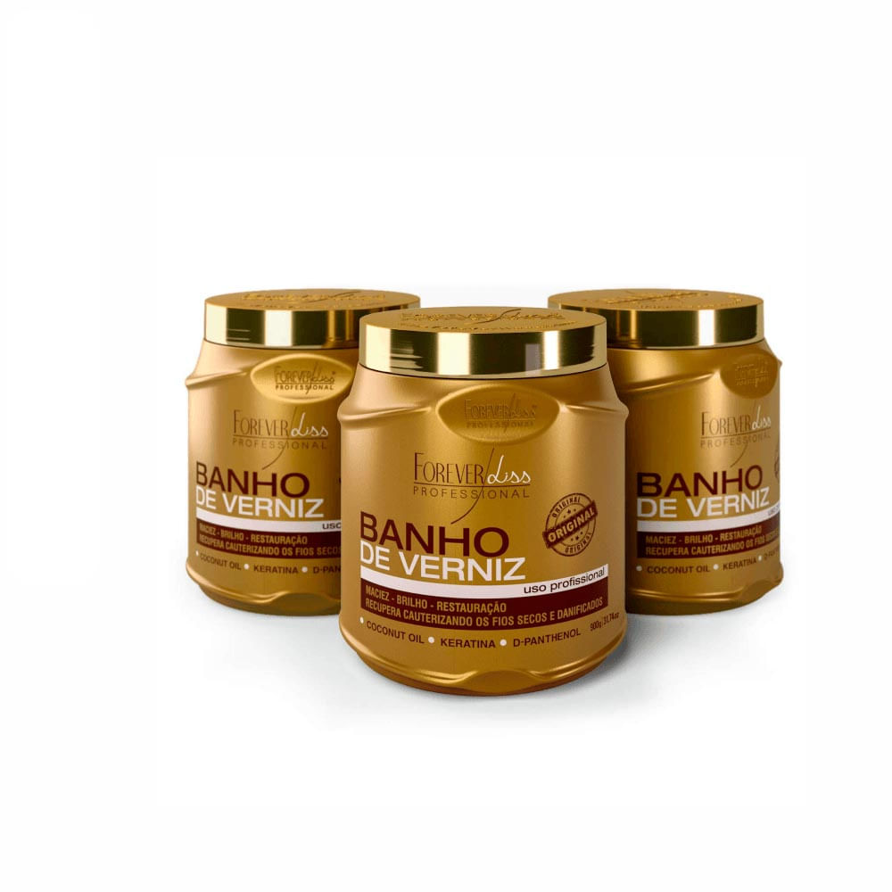 Kit Máscaras Banho De Verniz Forever Liss 3 Unidades 900g
