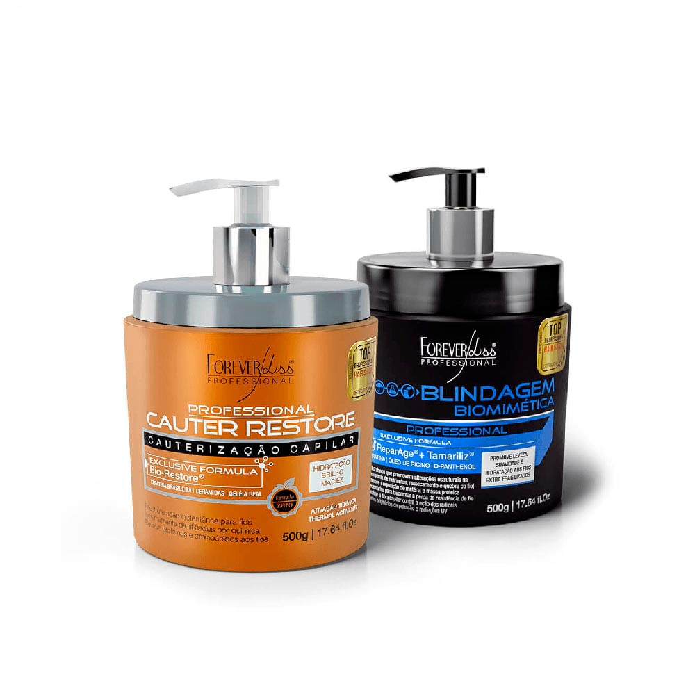 Kit Cauter Restore + Blindagem Biomimética Forever Liss 500g