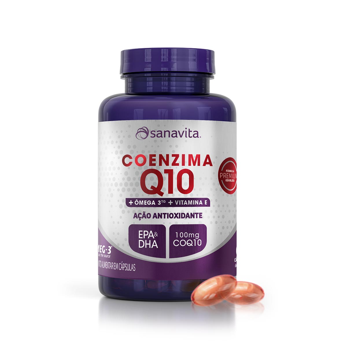 Coenzima Q10 Com Ômega 3Tg Sanavita Absorção Otimizada 60 Cápsulas