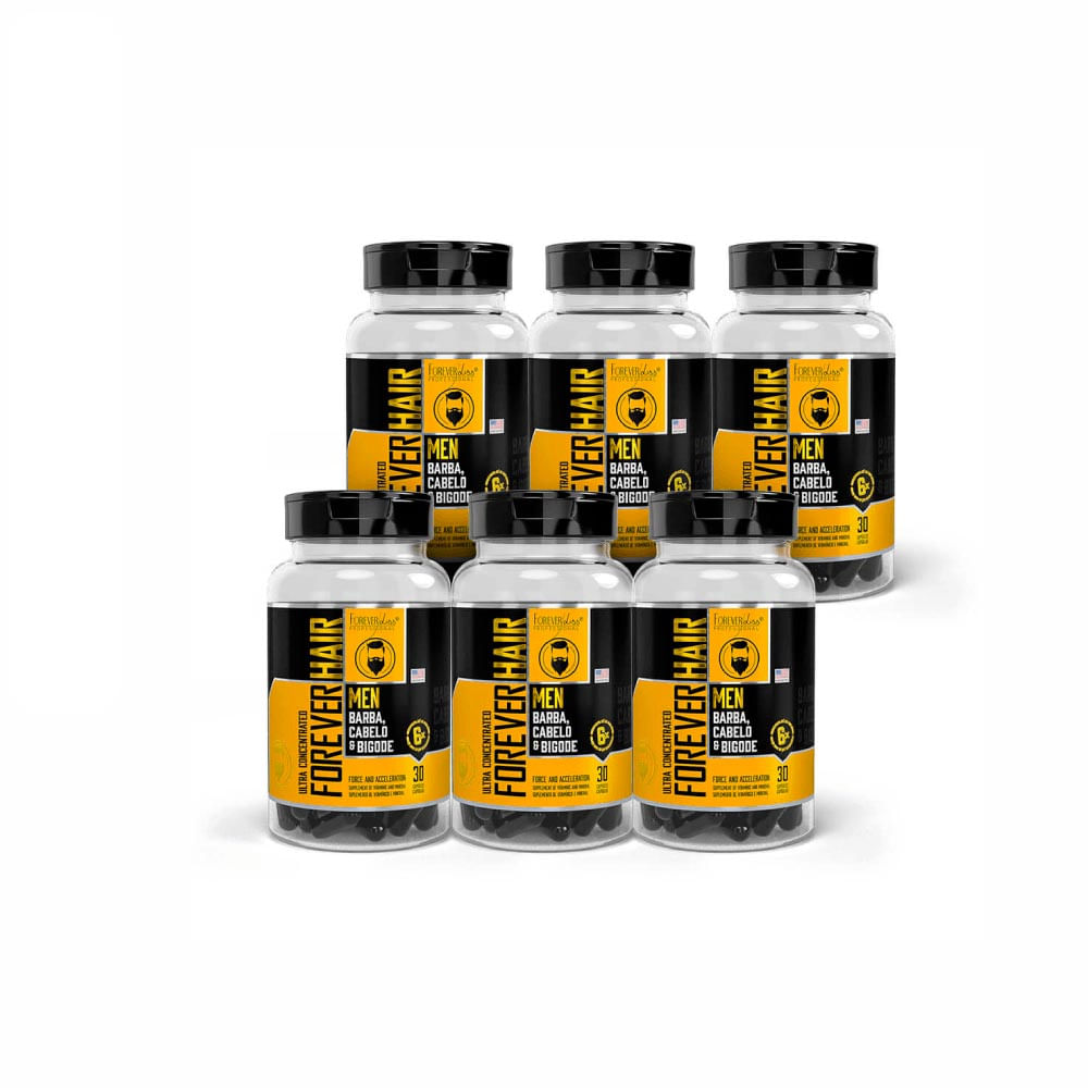 Combo 6 Forever Hair Men Crescimento De Barba, Cabelo E Bigode Forever Liss