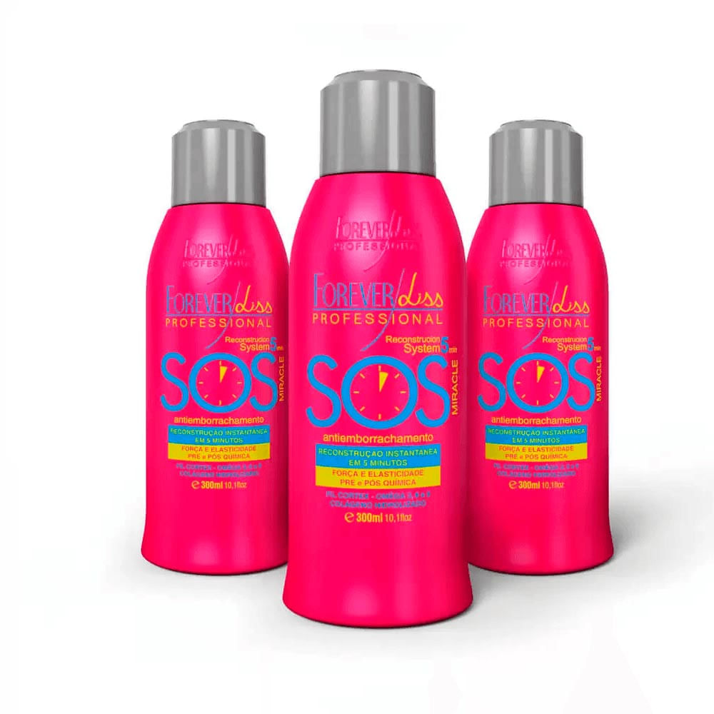 Kit Forever Liss Reconstrutor SOS Antiemborrachamento 300Ml 3 Unidades