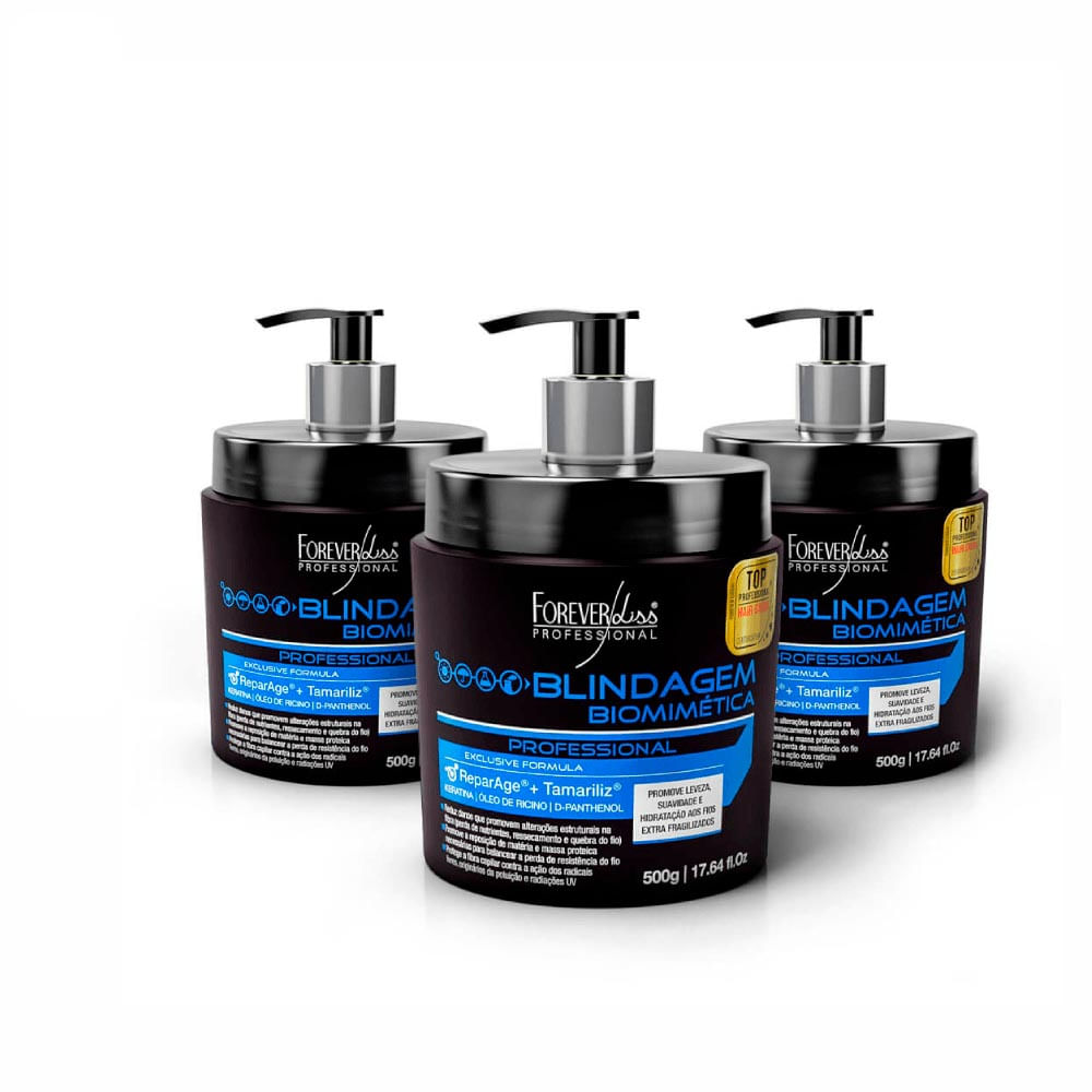 Kit Forever Liss Blindagem Capilar Biomimétrica 500g 3 Unidades