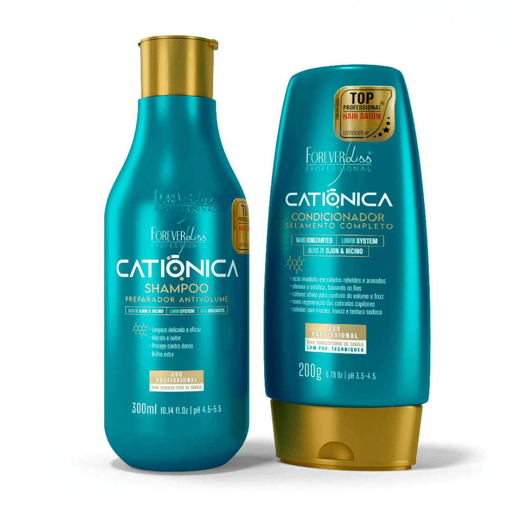 Kit Forever Liss Catiônica Shampoo 300Ml + Condicionador 200Ml