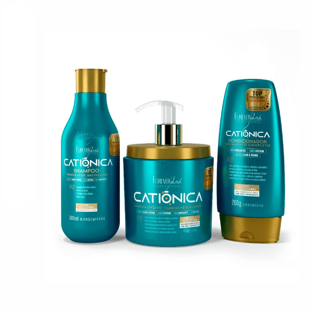 Kit Forever Liss Catiônica Shampoo 300Ml + Condicionador 200g + Máscara 450g