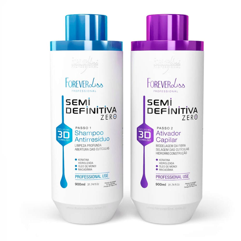 Kit Forever Liss Escova Semi Definitiva Zero 2x900Ml