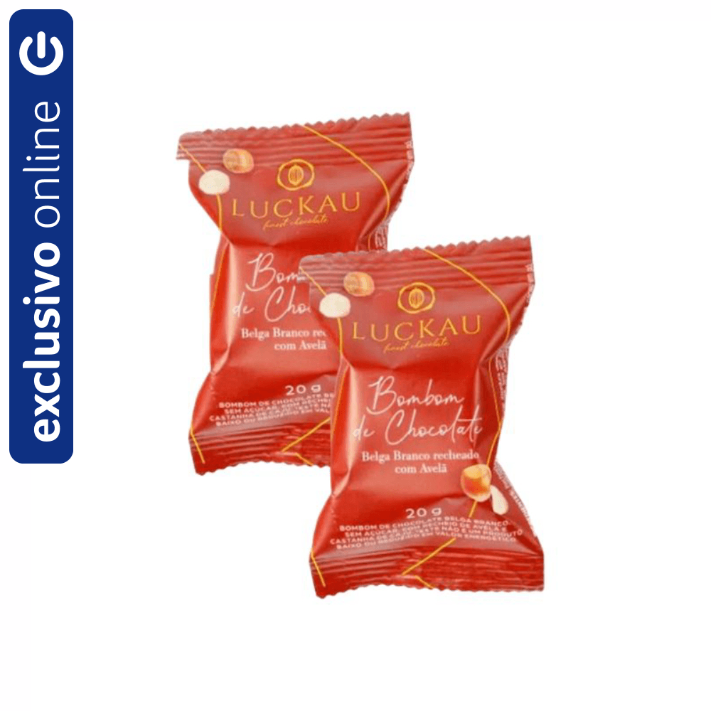 Bombom Belga Branco com Avelã Luckau 2Unidades 20g Cada