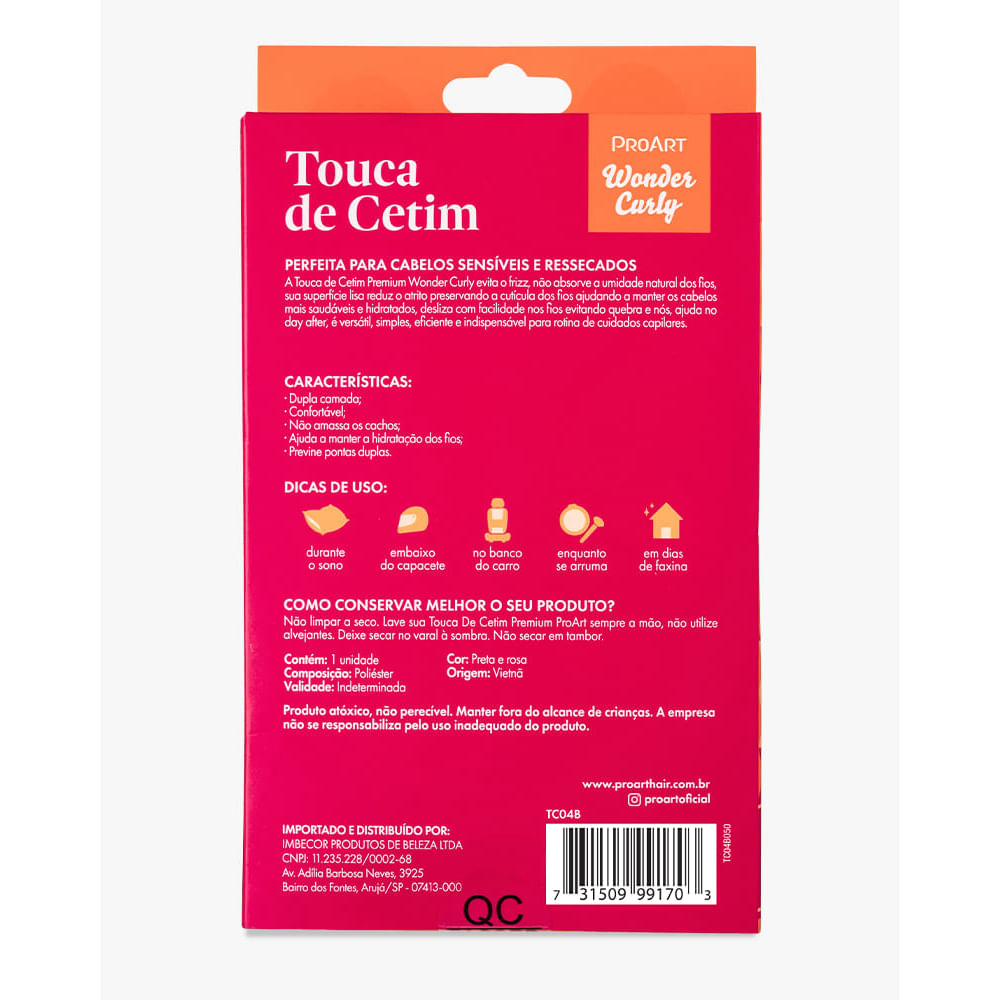Touca de Cetim Dupla Camada GG ProArt Rosa