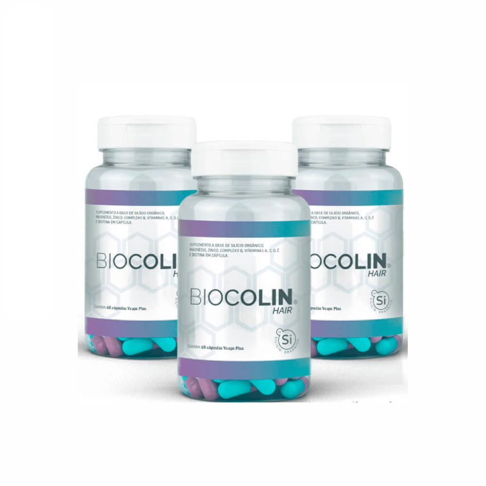 Kit Biocolin Hair Central Nutrition 3 Potes de 60 cápsulas de 500 mg