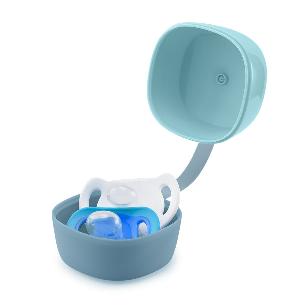 Porta Chupetas Soft Azul Fisher-Price