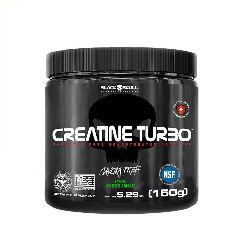 Creatina Turbo Limão 150g Caveira Preta Black Skull