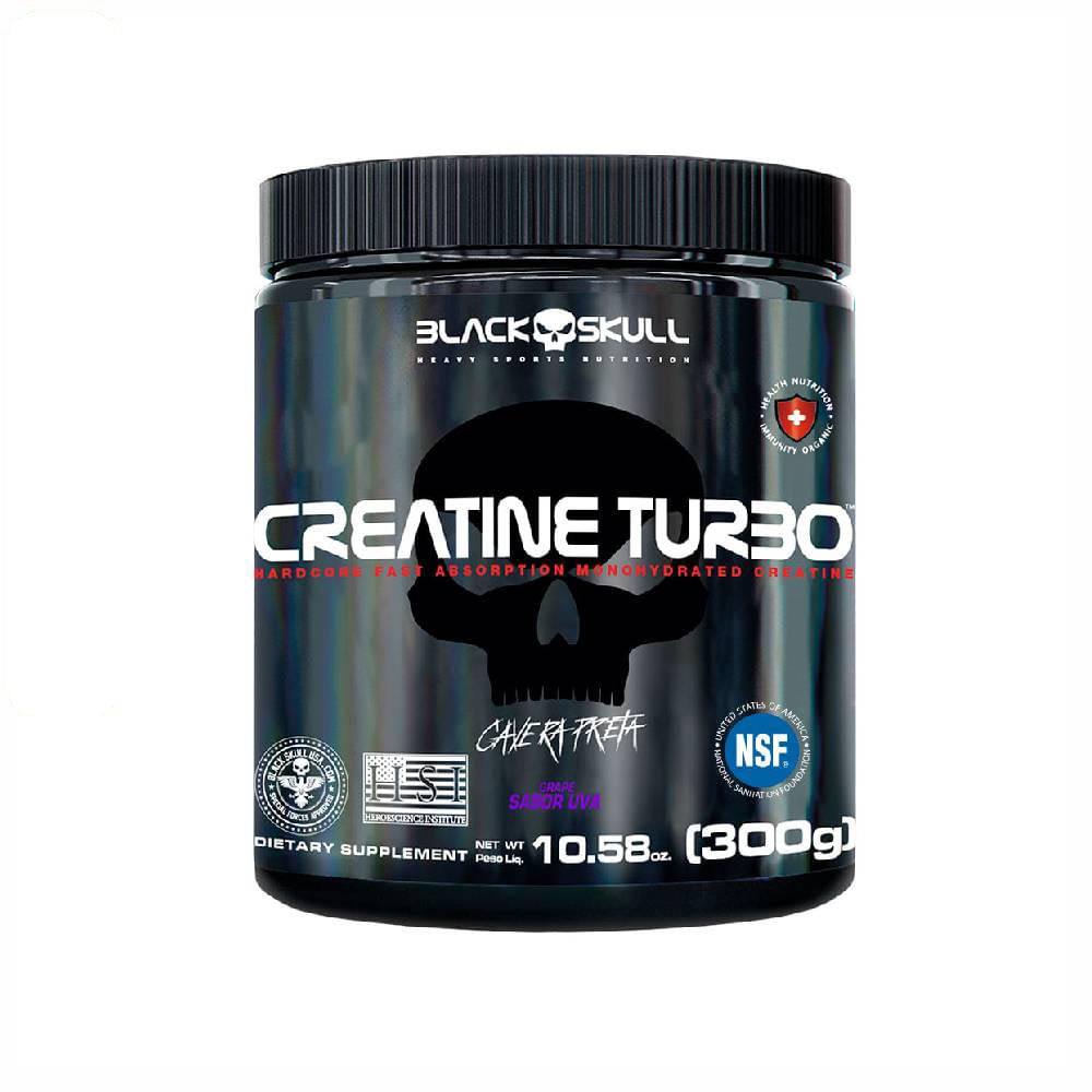 Creatina Turbo Uva 300g Caveira Preta Black Skull