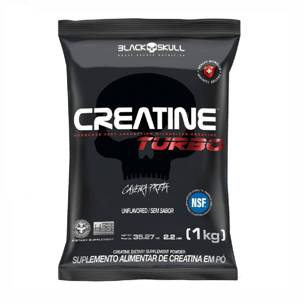 Creatina Turbo Refil 1kg Caveira Preta Black Skull