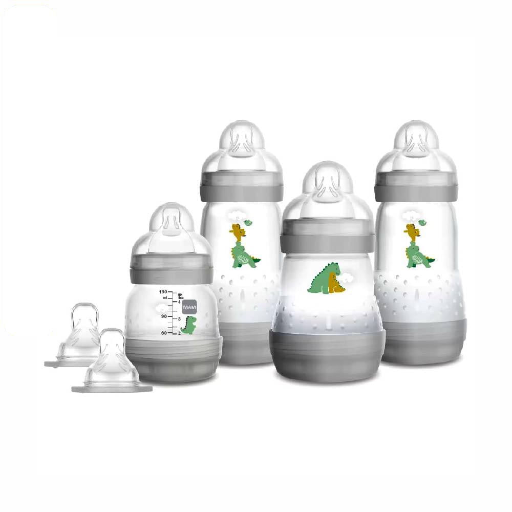 Kit 4 Mamadeiras + 2 Bicos Extra Easy Start Cinza MAM