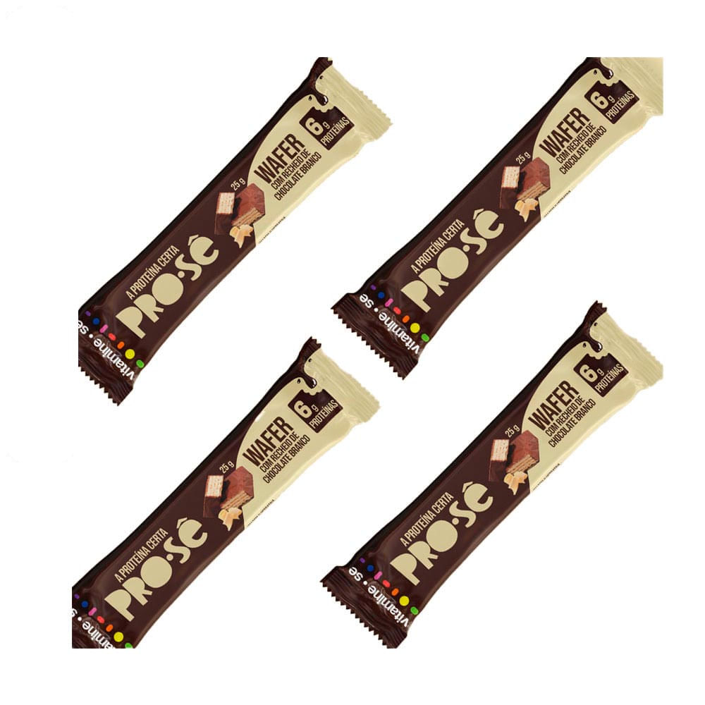 Barrinha Proteica Pro-Sê Wafer Chocolate Branco com Cobertura de Chocolate Vitamine-se 4un