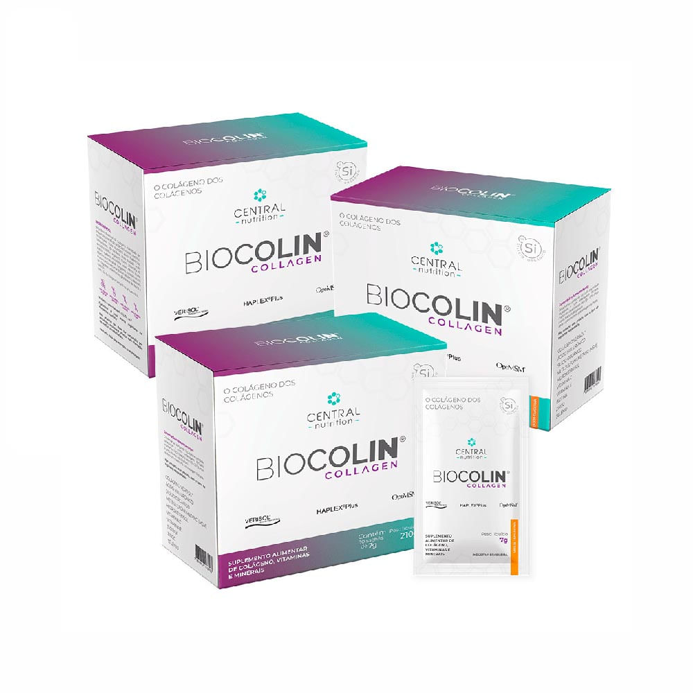 Kit Biocolin Collagen 3 caixas com 30 Sachês 7g
