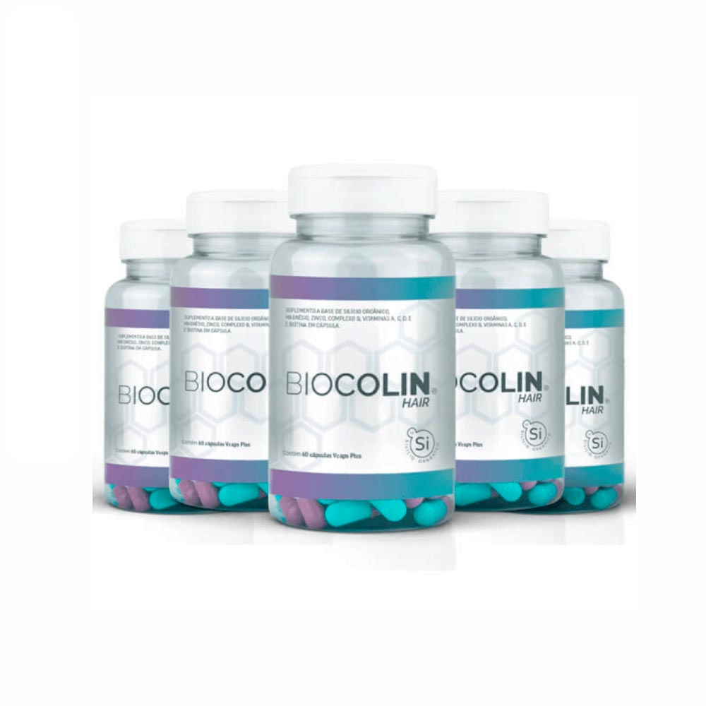 Kit Biocolin Hair Central Nutrition 5 Potes de 60 cápsulas de 500 mg