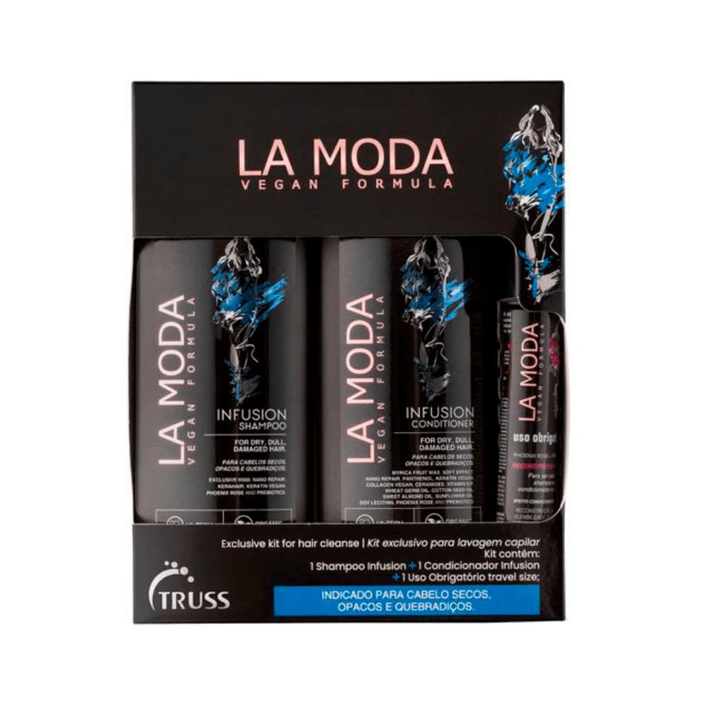 Kit Truss La Moda Uso Obrigatório Shampoo 300ml + Condicionador 300ml + Mini Leave In Uso Obrigatório 30ml
