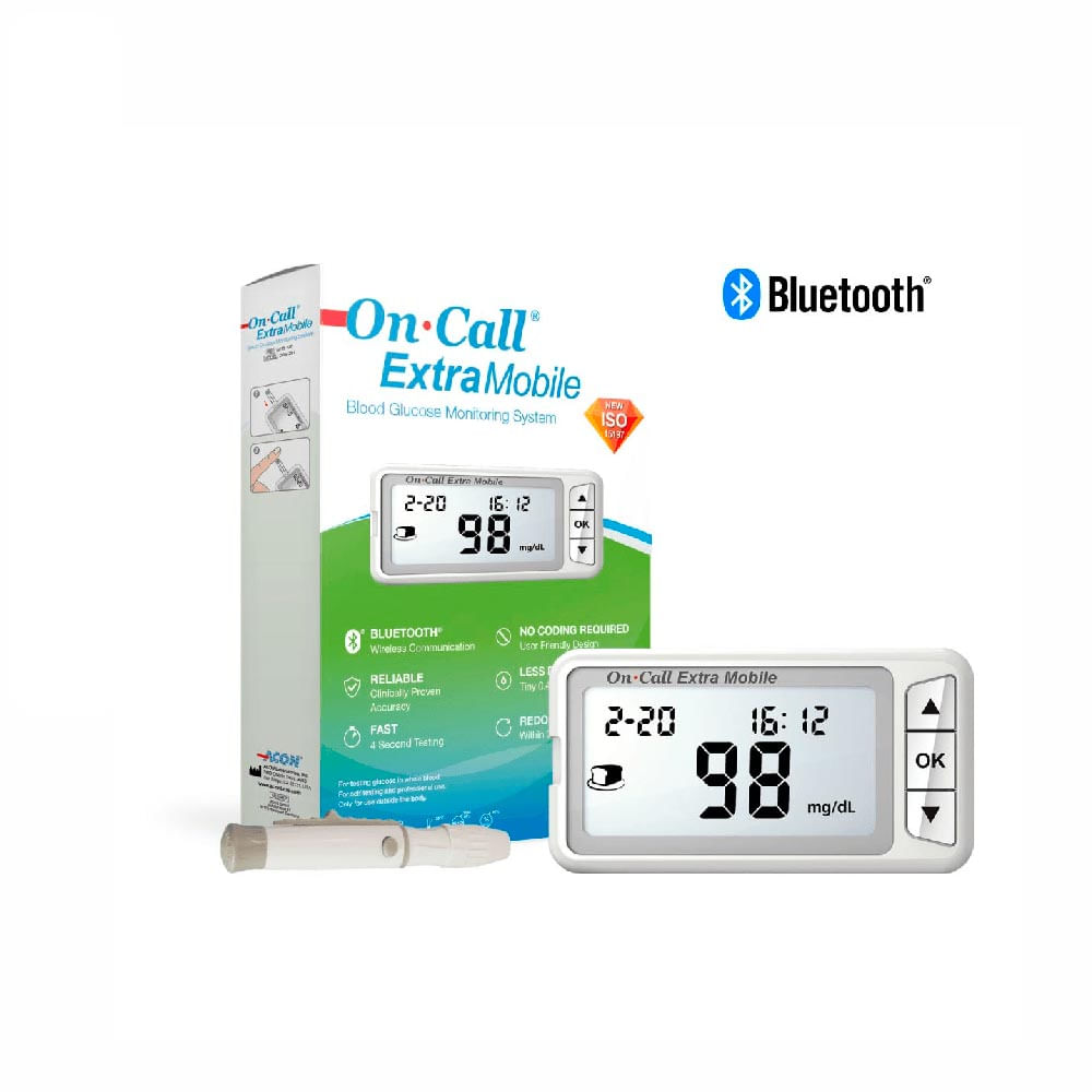 Monitor de Glicemia Bluetooth c/ Lancetador On Call Extra Mobile
