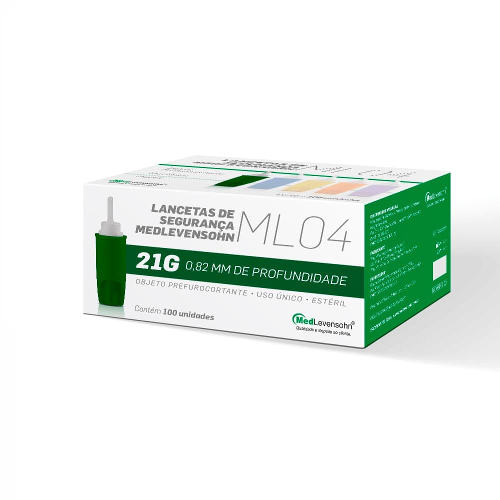 Lanceta c/ Trava de Segurança MedLevensohn 26G 0,46x1,6mm 100Unids