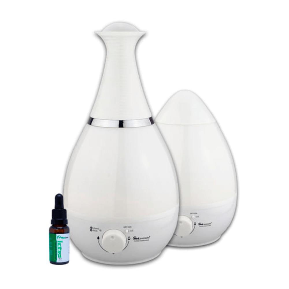 Kit Umidificador Ultrassônico Branco + Essência de Menta MedLevensohn