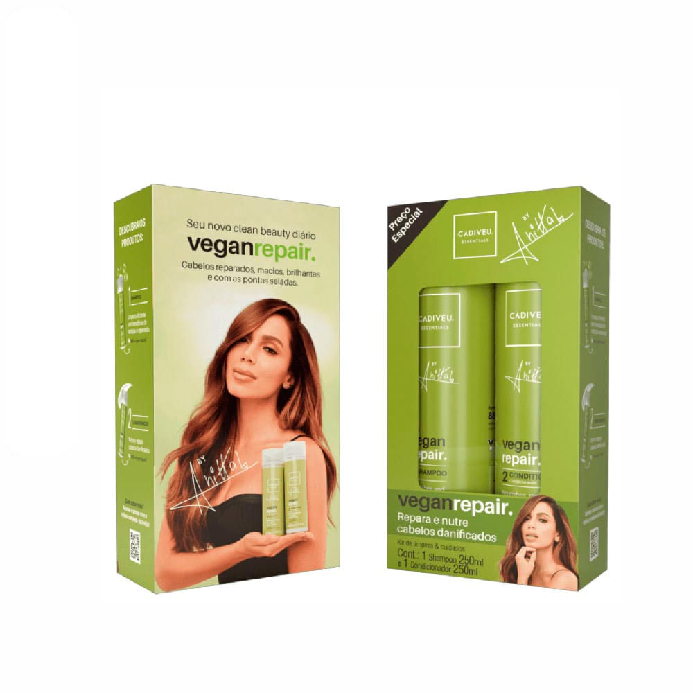 Kit Cadiveu Essentials Vegan Repair by Anitta Shampoo 250ml + Condicionador 250ml