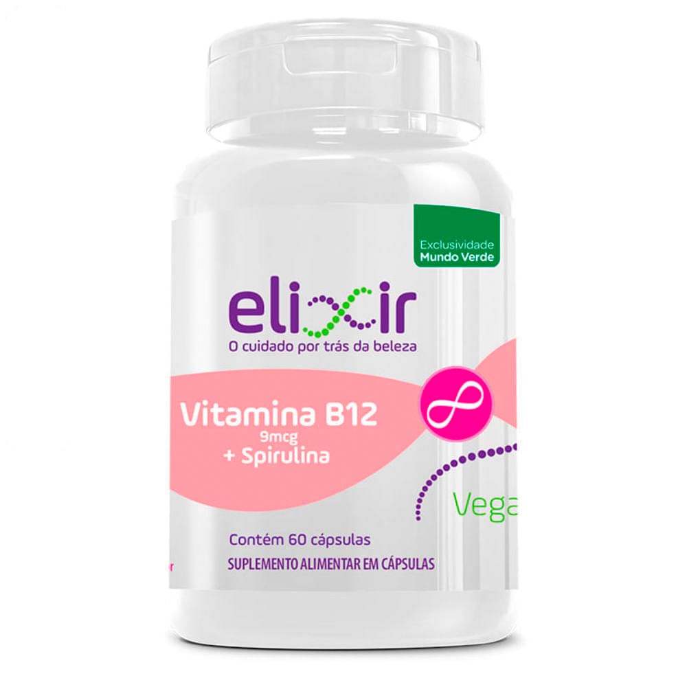 Vegan B12 9mcg Spirulina Elixir 60 Cápsulas