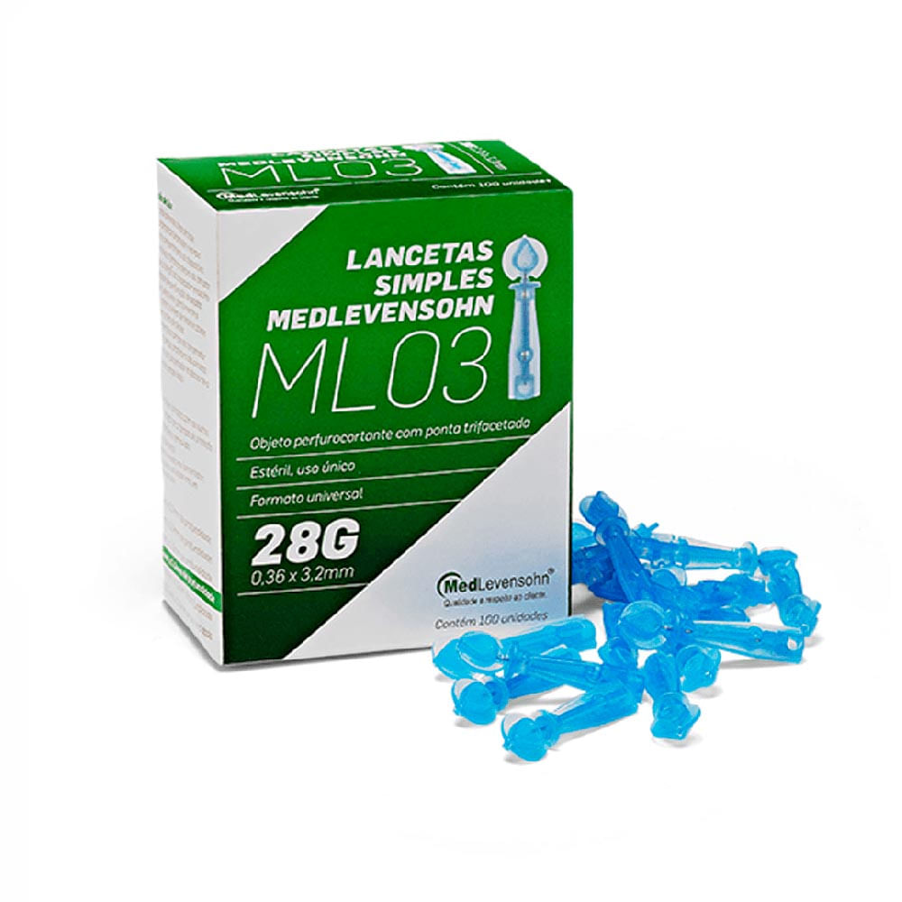Lancetas para Lancetador 28g MedLevensohn 100 Un.