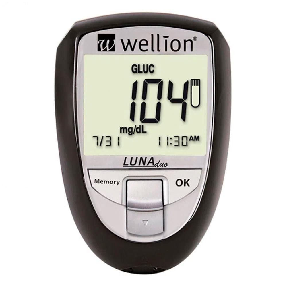 Medidor de Colesterol e Glicose Luna Duo Preto Wellion