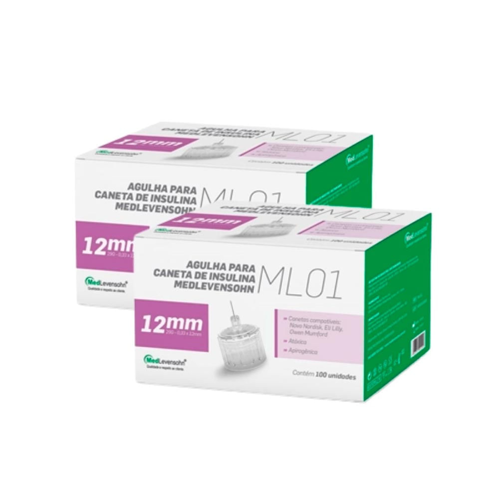 Kit com 2 Caixas Agulha Caneta Insulina 12mm MedLevensohn