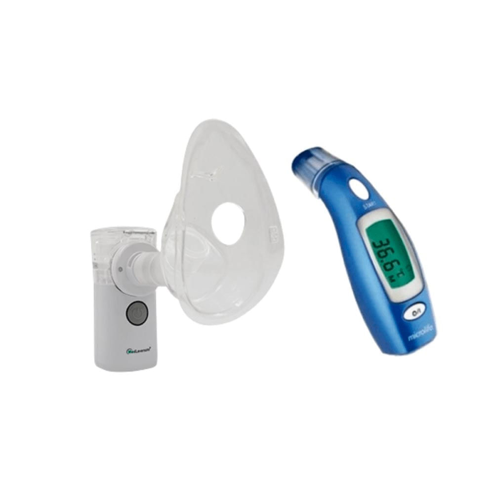 Nebulizador Ultrassônico MedLevensohn + Termômetro Infravermelho de Testa Microlife