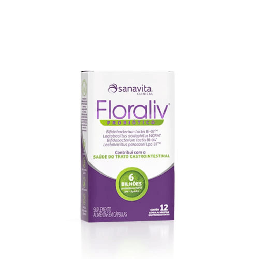 Floraliv Probiótico Sanavita 12 Cápsulas Vegetais